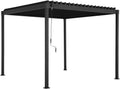 Pergola, 3 × 4 m, mit Lamellendach, winterfest, verstellbar, aus Stahl, für den Garten, Anthrazit, MIRADOR
