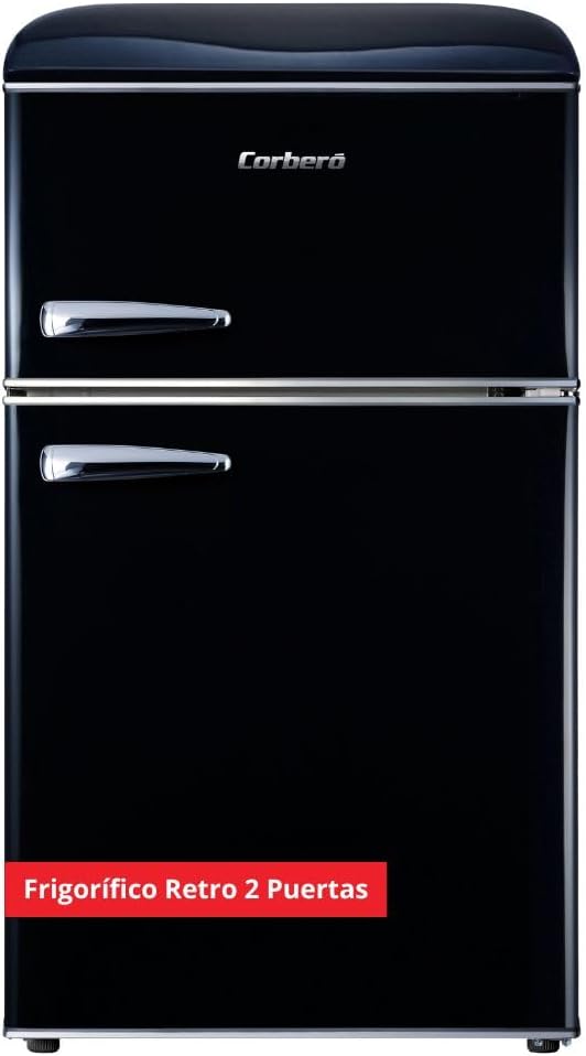 Kühlschrank CF2PG90RN, 89 × 48 × 51 cm, 86 L, 26 L, 37 dB, aus Glas, Schwarz, Corbero