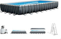 Intex 26374NP Aufstellpool, 975 × 488 × 132 cm, 10500 L, 54368 L, aus Stahl, Grau
