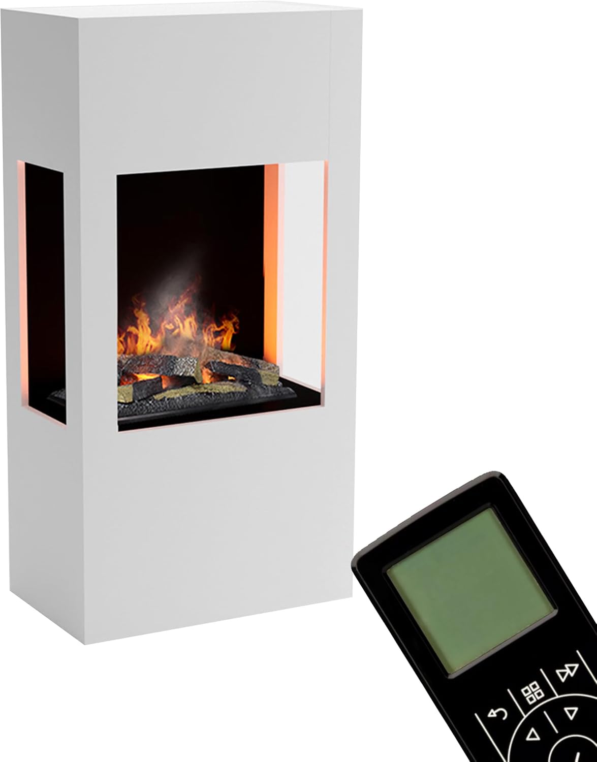 Elektrokamin, 74 × 145 × 44 cm, mit LED, mit Fernbedienung, Weiß, GLOW FIRE