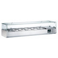 Saro EVRX1500/380 Kühlvitrinen, 230 V, 2 °C, 150 cm, aus Edelstahl und Stahl, Silber/Transparent