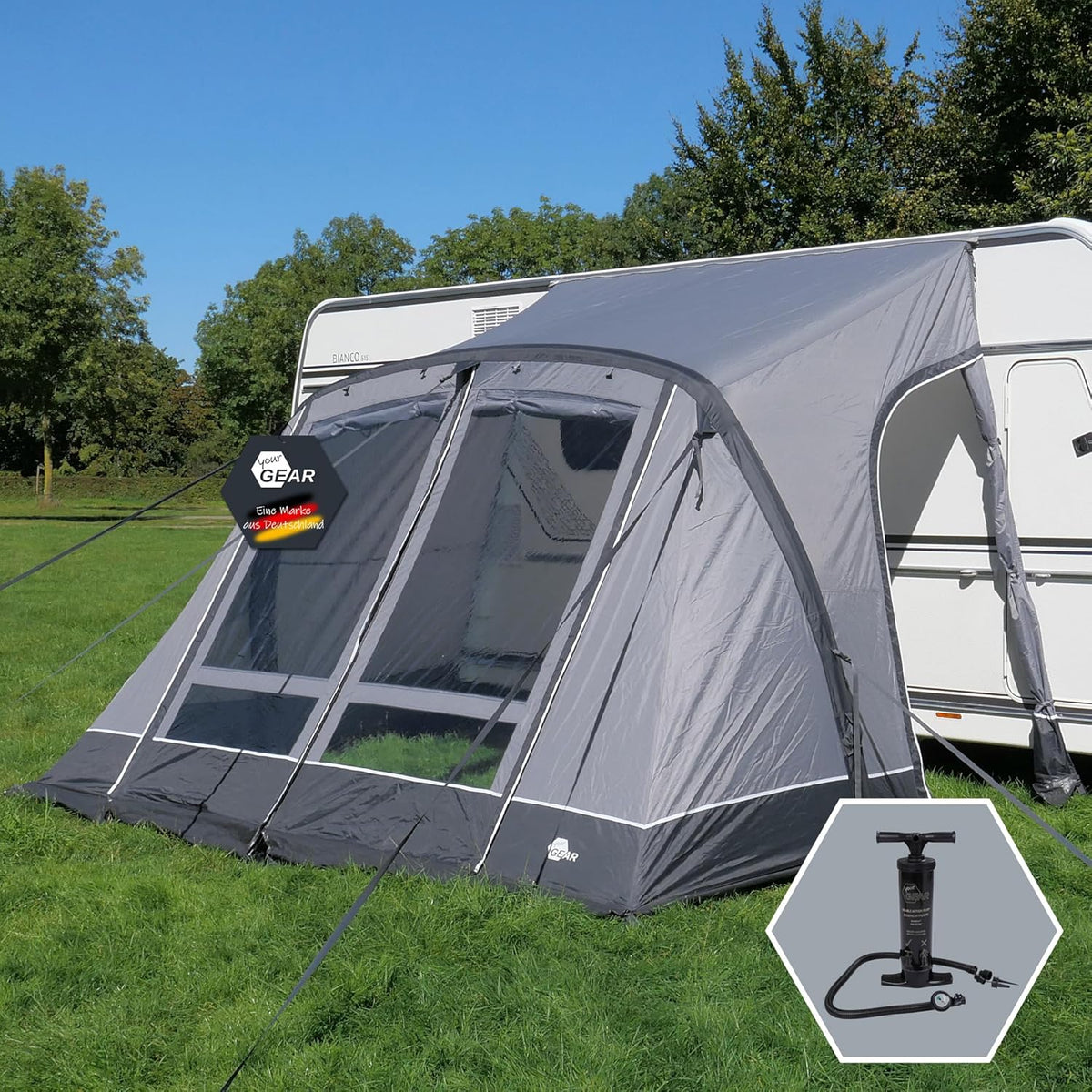 Vordächer & Vorzelte Luftvorzelt Vicenza 350E AIR, 350 × 250 cm, 5000 mm, UPF 50+, verstellbar, Grau, your GEAR
