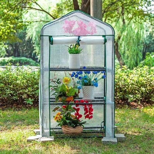 Gewächshaus, aus Aluminium und Stahl, wasserdicht, für den Garten, Grün/Weiß