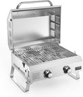 Gasgrills, 46 × 35 cm, 4.7 kW, aus Edelstahl und Stahl, klappbar, für den Garten und den Balkon, Silber, onlyfire