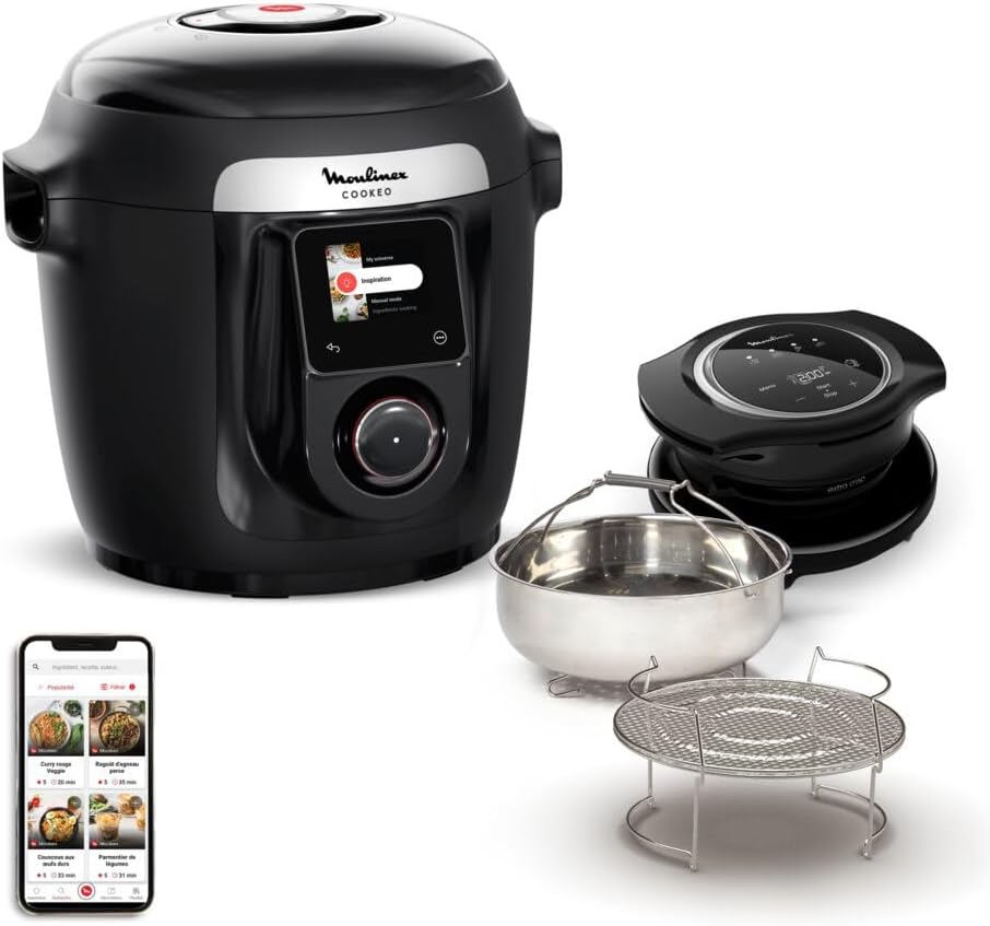 Moulinex CE96X8F0 Heißluftfritteuse, mit WLAN, Schwarz/Silber