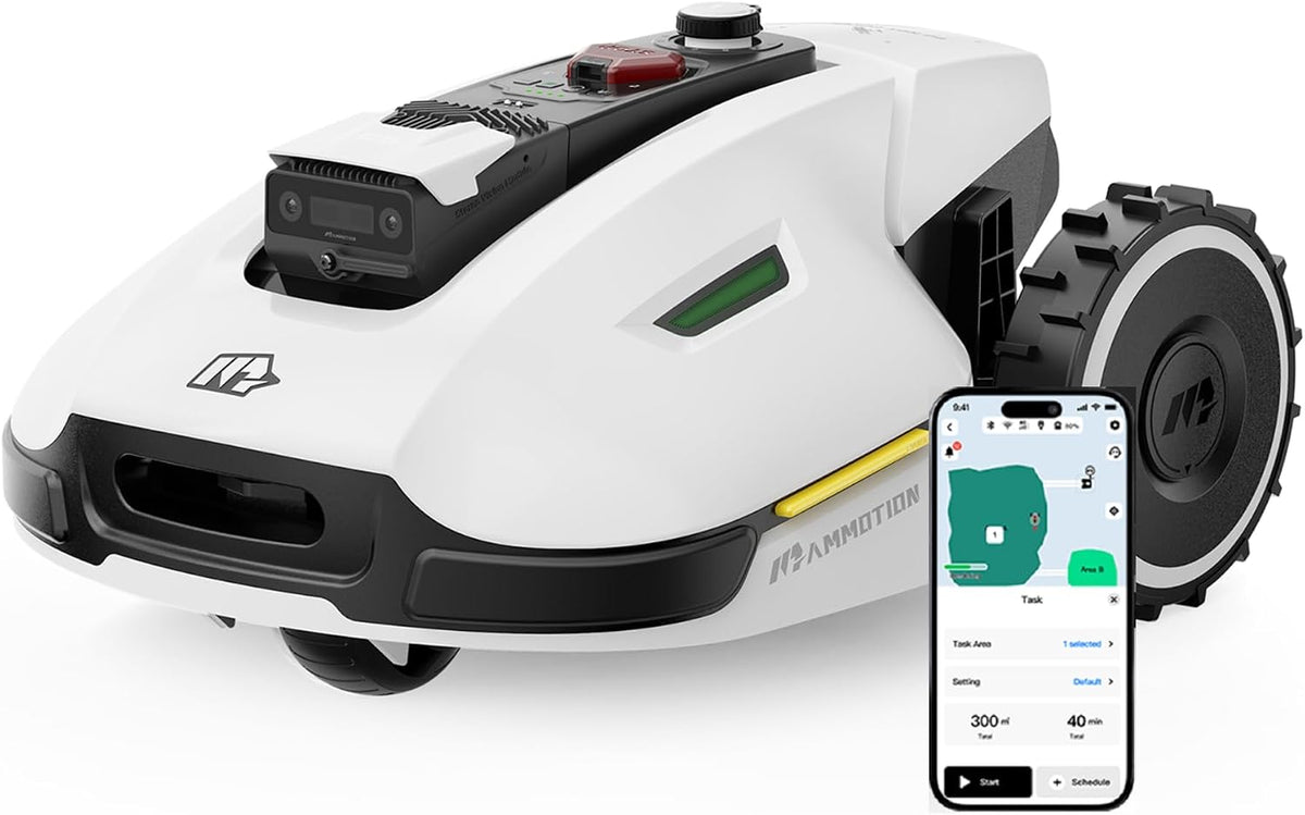 Mammotion YUKA 3000 Mähroboter, 3600 m², 4G, ohne Begrenzungskabel, verstellbar, mit KI-Erkennung, Weiß/Schwarz