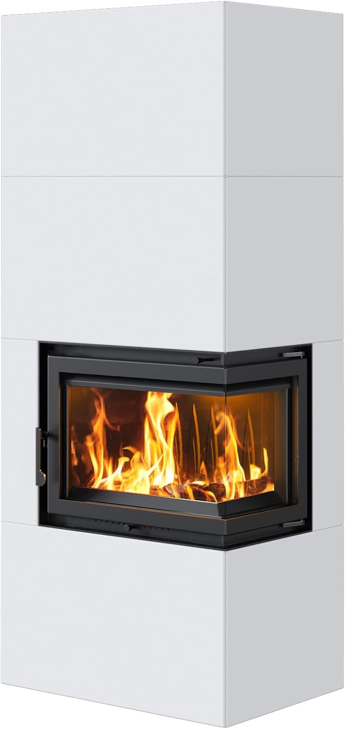 kratki Kaminöfen, 8 kW, Weiß/Schwarz
