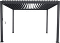 Pergola, 3,6 × 4 m, aus Aluminium, mit Lamellendach, verstellbar, für den Garten, Anthrazit, MIRADOR