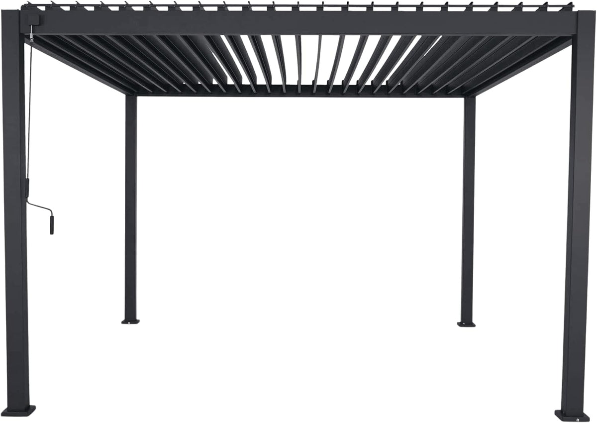 Pergola, 3,6 × 4 m, aus Aluminium, mit Lamellendach, verstellbar, für den Garten, Anthrazit, MIRADOR
