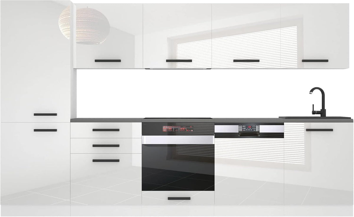B BELINI GROUP Küchenzeile, 300 cm, höhenverstellbar, für die Küche, Weiß/Schwarz