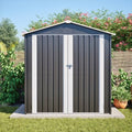 Gerätehaus, 142 × 185 cm, für den Garten, aus Metall, Grau/Weiß, vutizal
