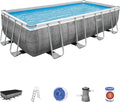 Bestway Power Steel 56996 Aufstellpool, 488 × 244 × 122 cm, 11,532 l, Grau/Weiß/Blau