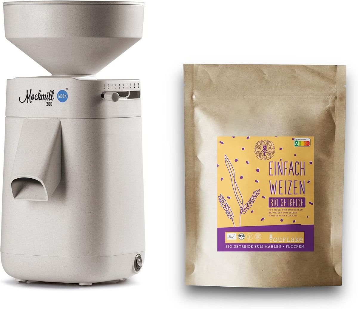 Mockmill Elektrische Getreidemühlen, 2,5 kg, verstellbar, aus Keramik, Weiß