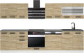 B BELINI GROUP Küchenzeile, 300 cm, höhenverstellbar, für die Küche, Holzoptik/Schwarz