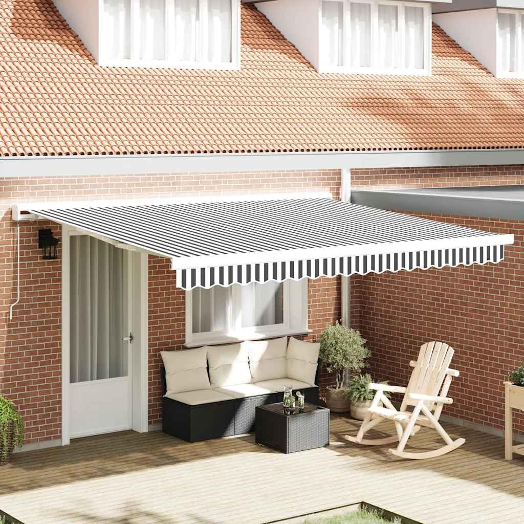 HGKMBRY Markisen, 400 × 300 cm, aus Aluminium und Polyester, mit Schiebedach, wasserabweisend, für die Terrasse, Anthrazit/Weiß