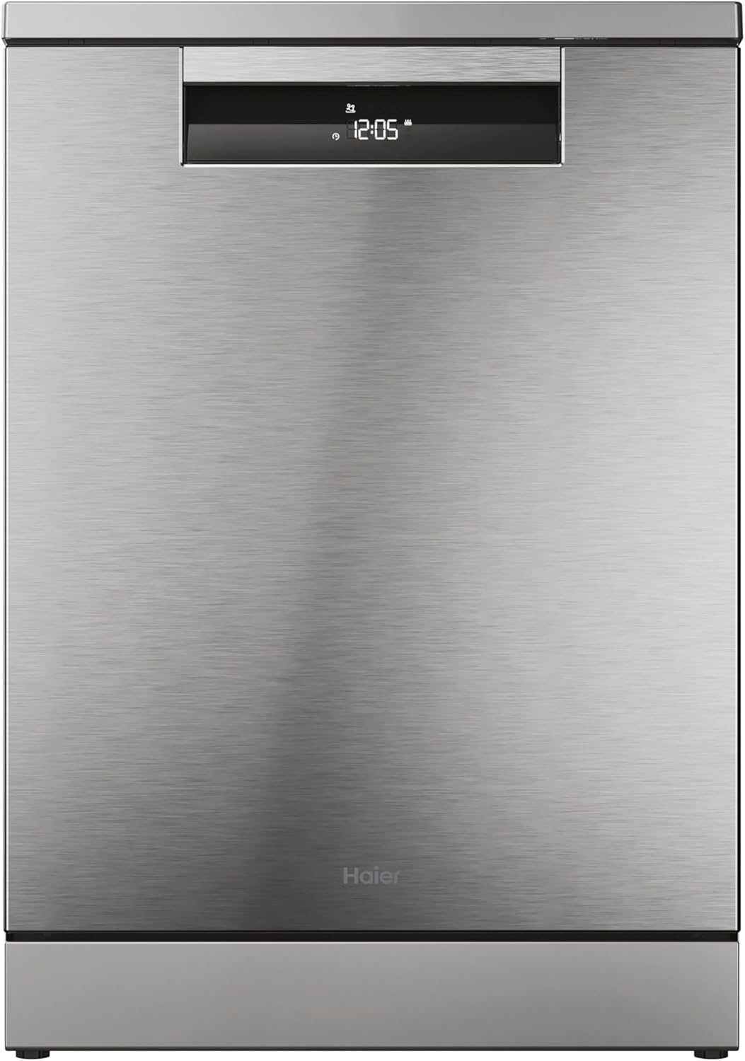 Haier Geschirrspüler, 60 cm, höhenverstellbar, mit WLAN, Silber, aus Edelstahl und Stahl