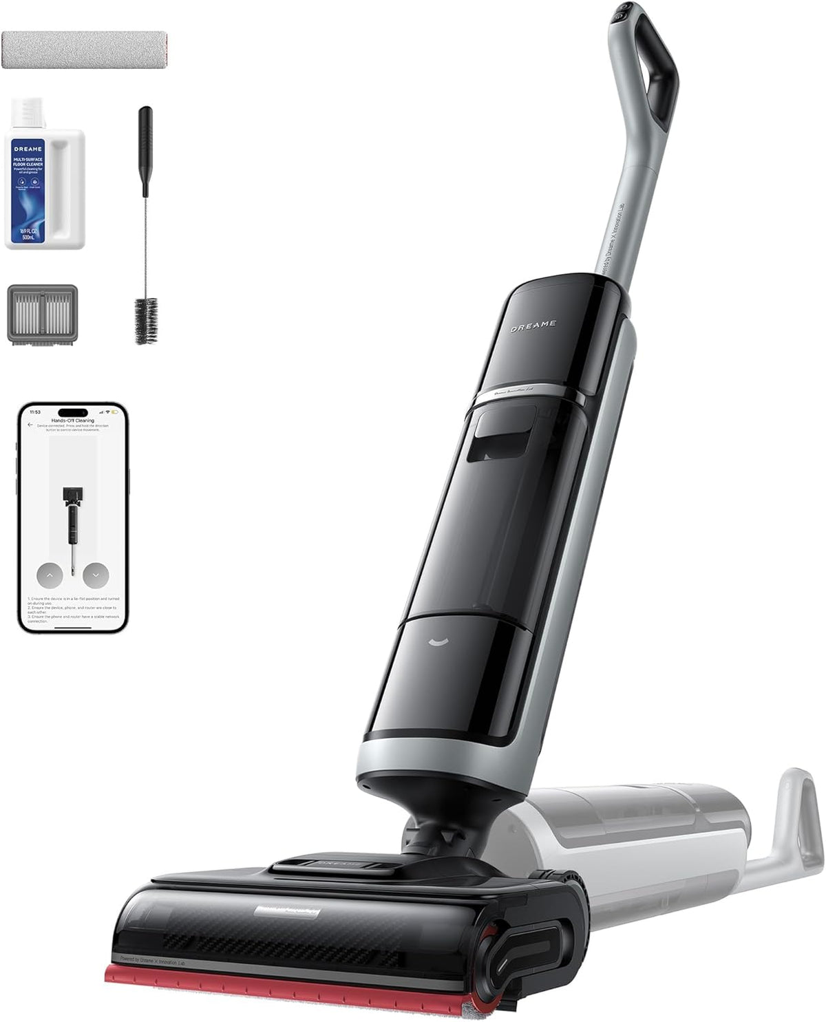 DREAME H15 PRO Nass- und Trockensauger, mit App-Steuerung, mit KI-Erkennung, Schwarz/Silber