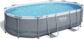 Bestway 56448 Aufstellpool, 488 × 305 × 107 cm, 10.949 L, Grau/Blau