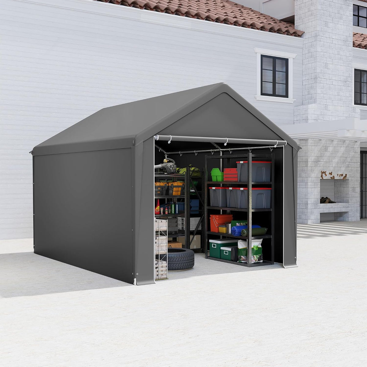 Carport, 3 × 4 m, wasserdicht, winterfest, Grau, AufuN