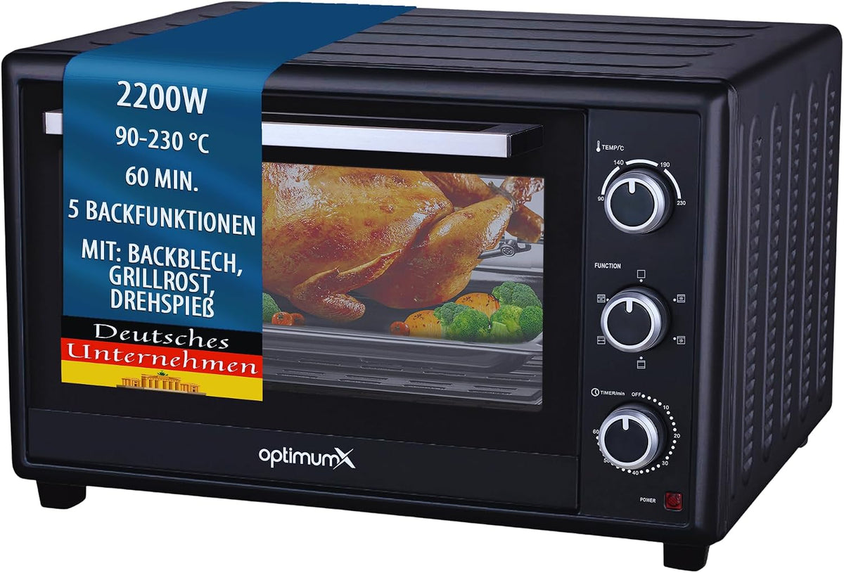 OptimumX Haushaltsgeräte Backofen, 2200 W, Anthrazit, mit Timer