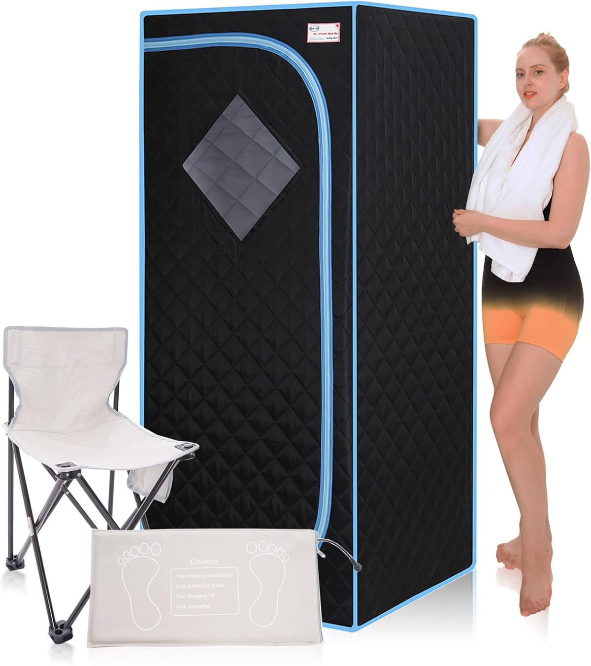 Sauna L29.1, wasserdicht, mit Fernbedienung, Schwarz/Blau/Weiß, Wizzisauna