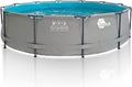 your GEAR Steel Frame Pool Aufstellpool, 70–122 cm, 366 cm, für den Garten, aus Stahl, Grau