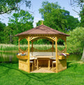 Gartenpavillon, 278 × 278 cm, für den Garten, Braun/Beige, Beauty.Scouts Outdoor Dino Collection