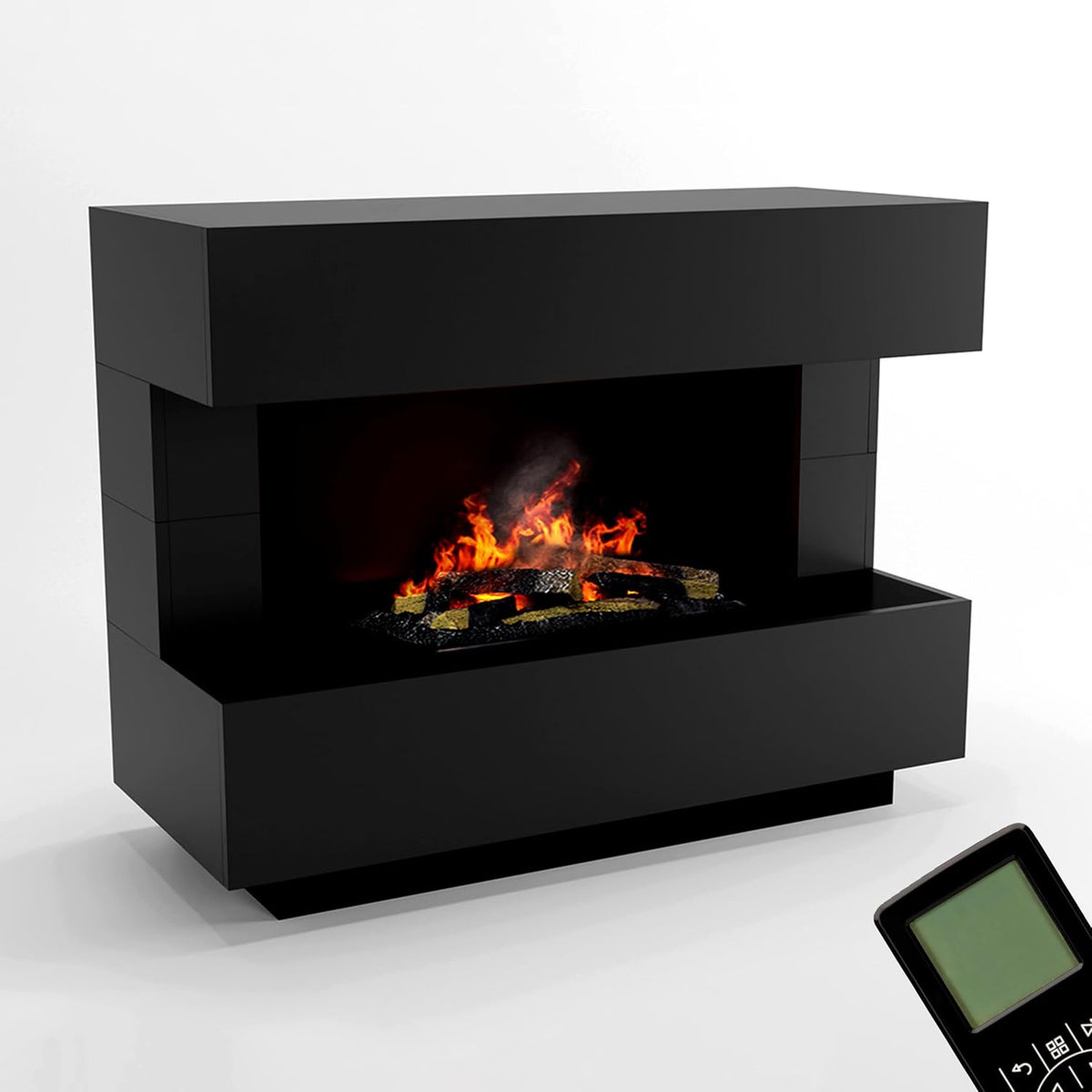 GLOW FIRE Elektrokamin, 120 × 93 × 50 cm, mit LED, mit Fernbedienung, Schwarz