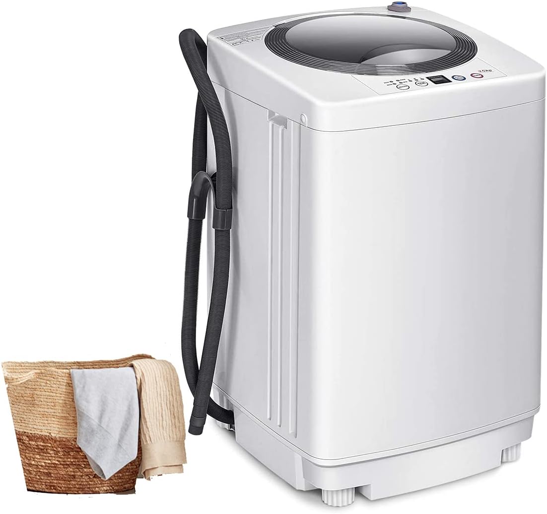 Waschmaschine Vollautomatische, 43 × 43 × 75 cm, 240 W, 3,5 kg, Weiß, höhenverstellbar, für Camping, RELAX4LIFE