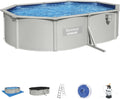 Bestway 56586 Oberirdischer Pool Aufstellpool, 500 × 360 × 120 cm, Silber/Blau/Schwarz