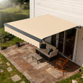Markisen, 250 × 200 cm, mit Fernbedienung, wasserabweisend, klappbar, aus Aluminium, für die Terrasse und den Balkon, Beige, Hebitod