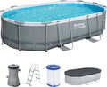 Bestway Steel Pro MAX Aufstellpool, 488 × 305 × 107 cm, Grau/Weiß