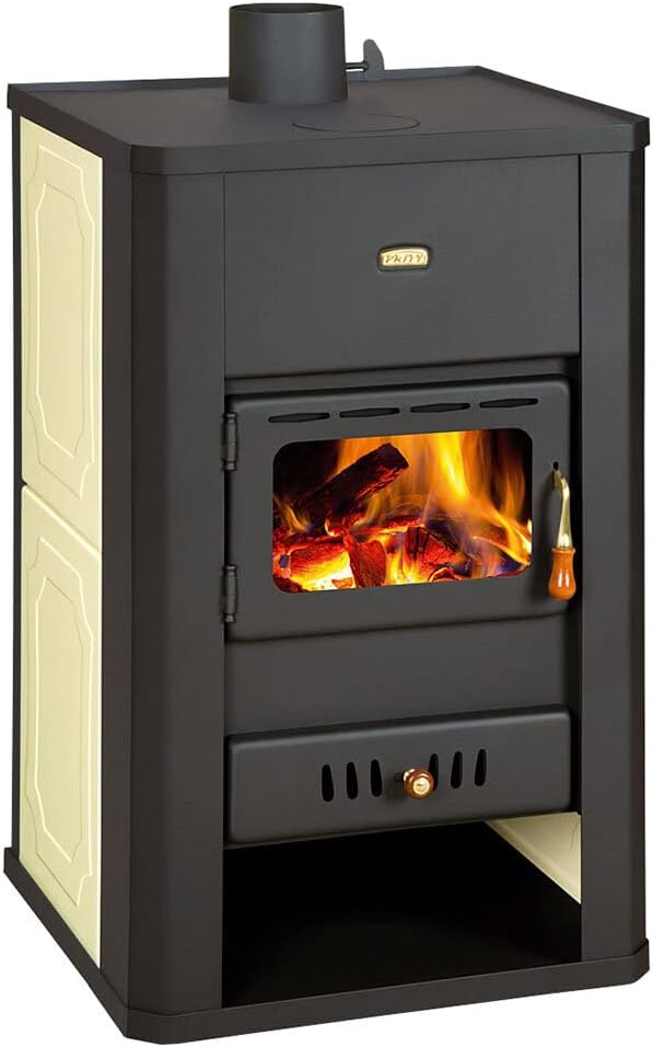 Prity S3W17 Kaminofen, 5 kW, Schwarz/Beige