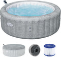 Bestway Lay Whirlpool, Ø196 × 71 cm, aus Polyrattan, mit App-Steuerung, mit Timer, Grau/Blau