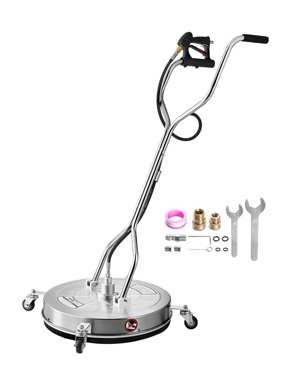VEVOR 612 mm Hochdruckreiniger, 275,79 Bar, 0,95 cm, verstellbar, Silber/Schwarz, für die Terrasse, aus Edelstahl und Stahl