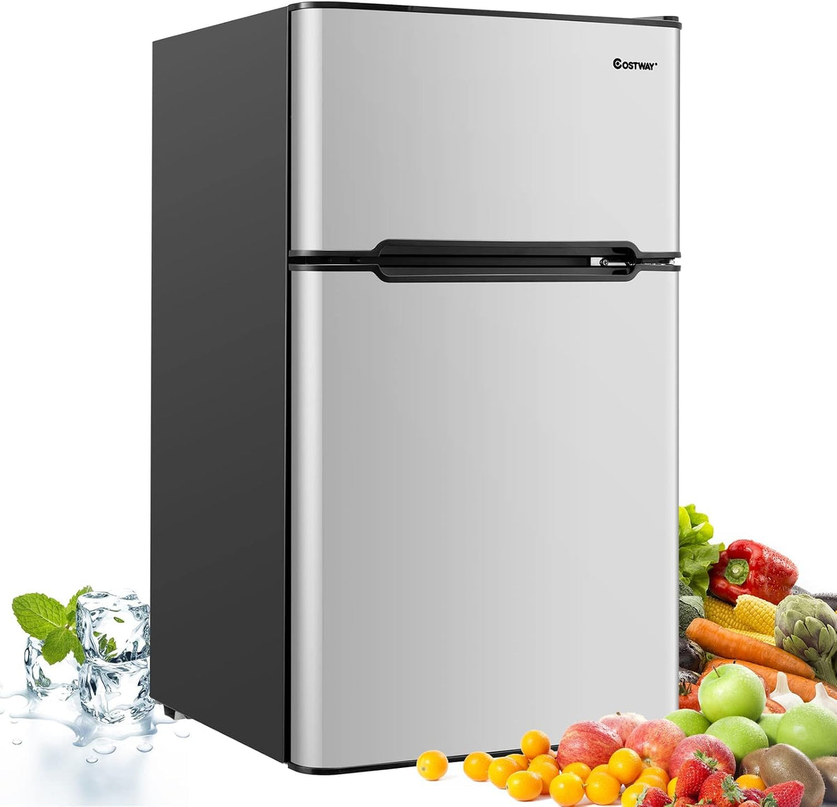FANTASK 90L Kühl-Gefrier-Kombination, 27 L, Grau/Schwarz, verstellbar, mit Stauraum