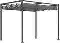 Pergola, 3 × 2 m, mit Schiebedach, aus Stahl, für den Garten und die Terrasse, Grau, Zenithz