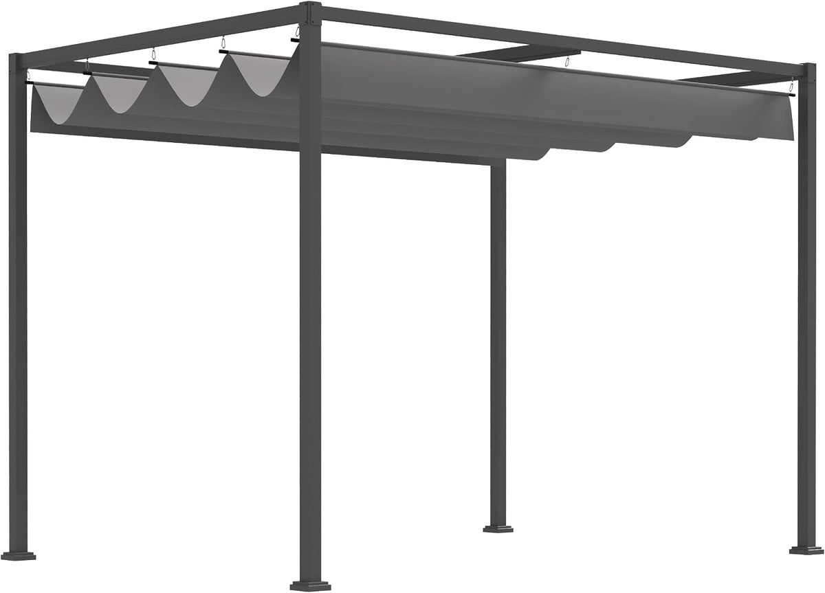 Pergola, 3 × 2 m, mit Schiebedach, aus Stahl, für den Garten und die Terrasse, Grau, Zenithz