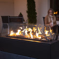 Heizstrahler G30/50mbar, 56,9 × 118,5 cm, 17,5 kW, verstellbar, für den Garten und die Terrasse, aus Stahl und Glas, Schwarz, kratki