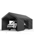 VEVOR Carport, 3,65 × 6,09 m, wasserdicht, mit Stauraum, Grau