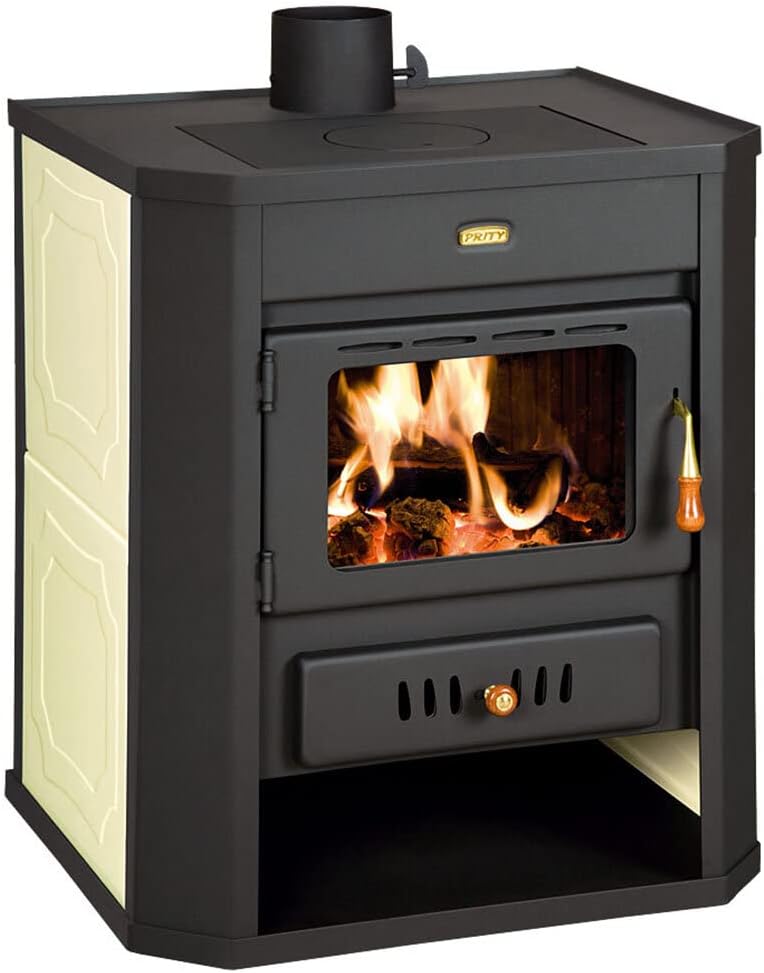 Prity W15 Kaminofen, 5 kW, aus Stoff, Schwarz/Beige