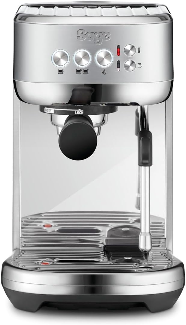 Kaffeemaschine Bambino Plus, 1,9 l, 9 Bar, Silber, verstellbar, aus Edelstahl und Stahl, Sage
