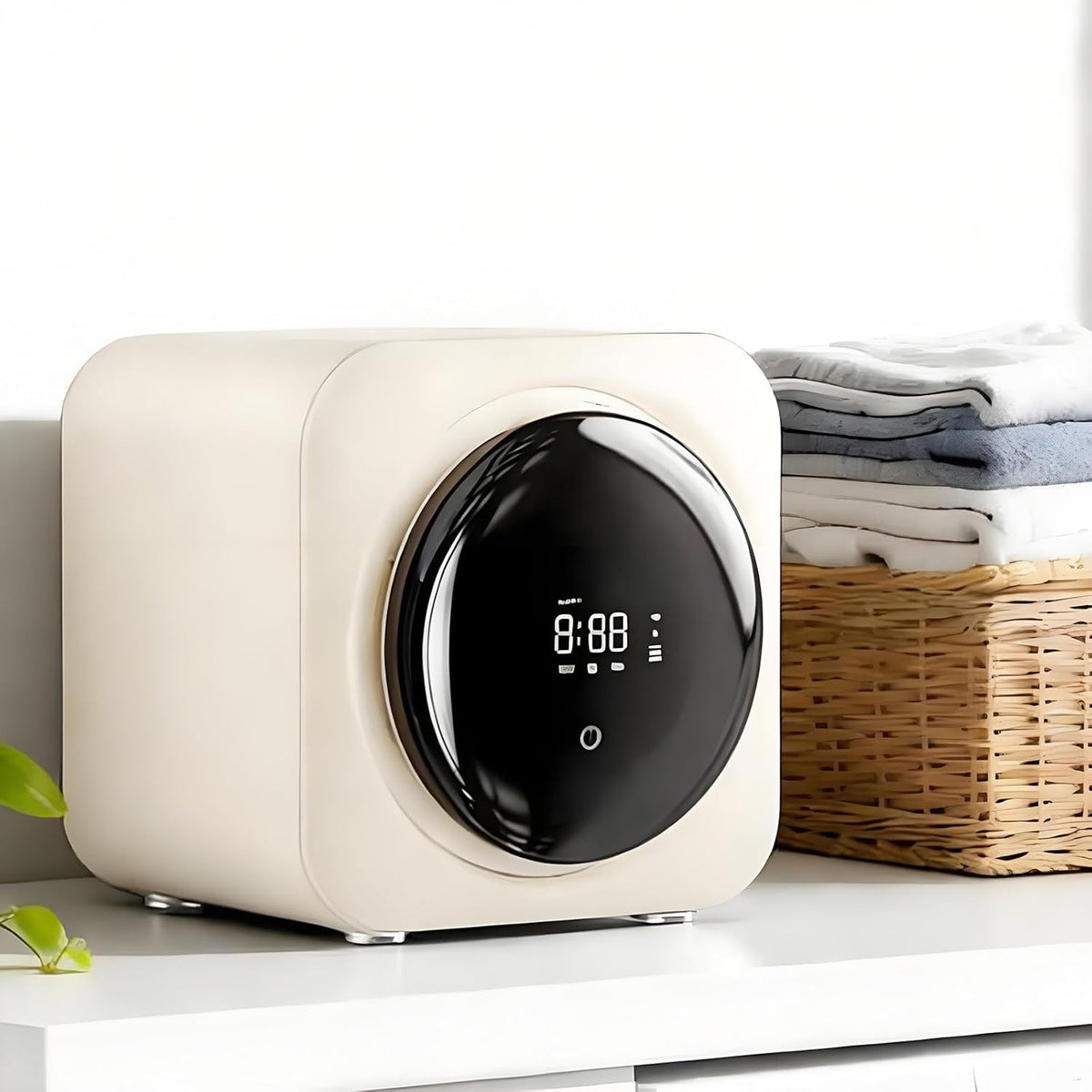 AityBuy Waschmaschine, Beige/Schwarz