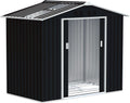 Outsunny Gerätehaus, 213 × 130 × 185 cm, 2,77 m², aus Metall, für den Garten, Dunkelgrau