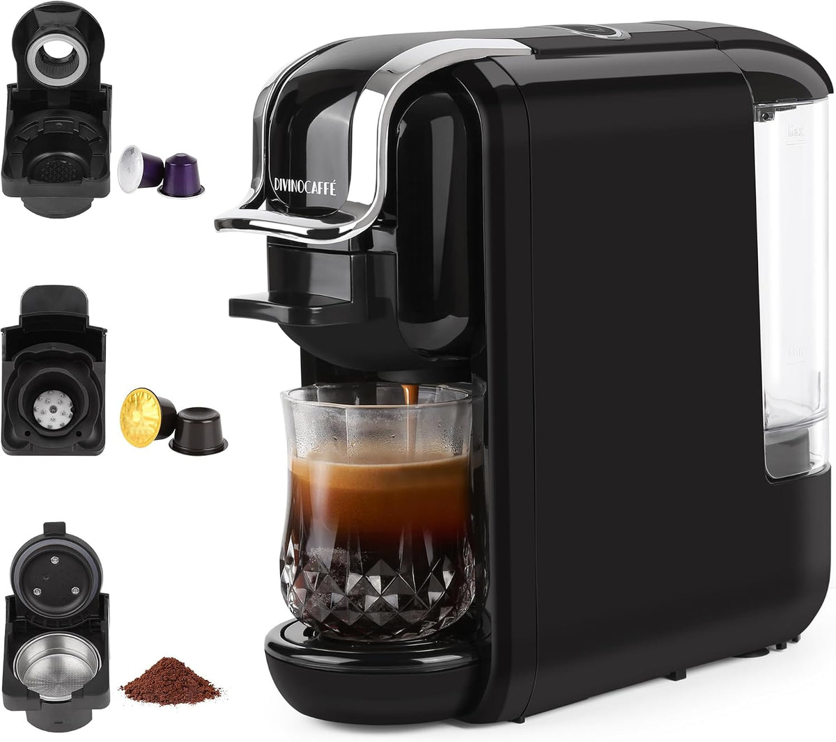 Kaffeemaschine Espresso, 19 Bar, Schwarz, DIVINOCAFFÉ