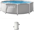 Summer Waves Frame Pool Komplettset Frame Premium Framed Swimming Pools, mit Timer, Grau/Weiß