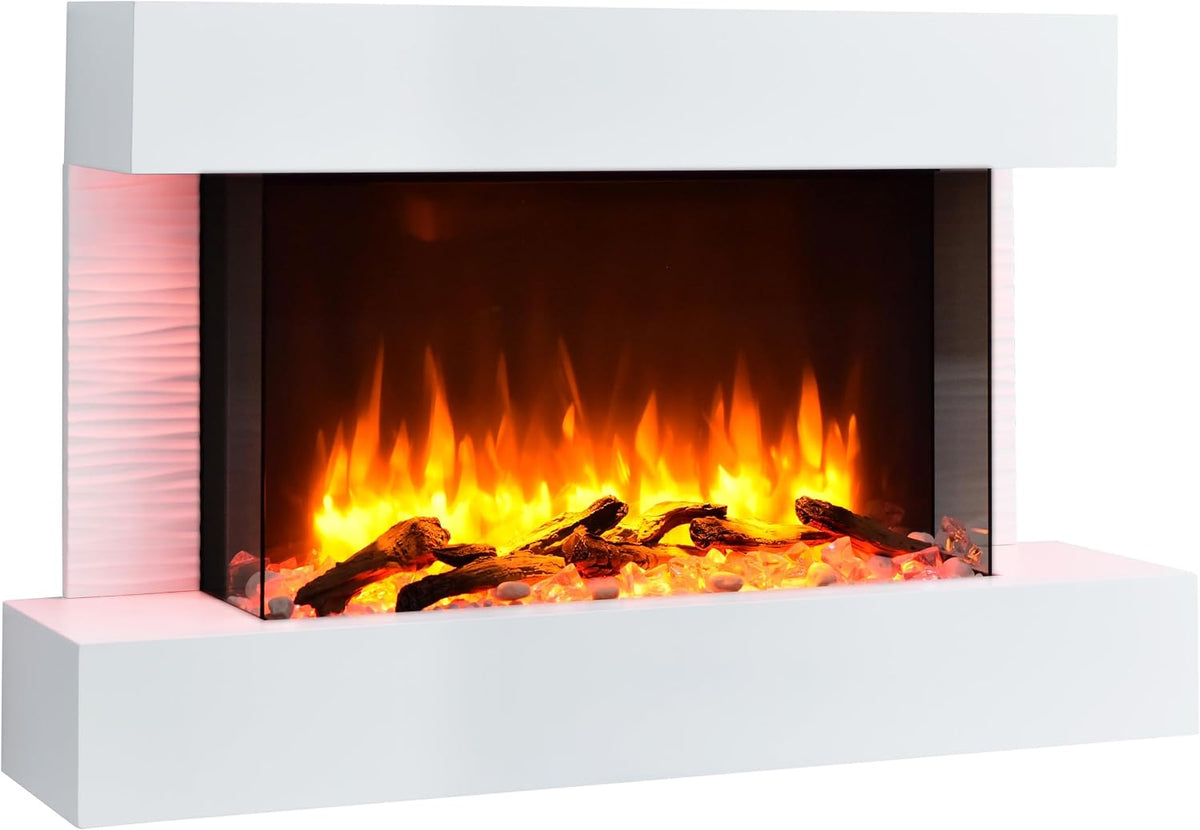 BALDERIA Elektrokamin, 2000 W, mit LED, mit Fernbedienung, mit Timer, Weiß