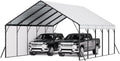 VEVOR Carport, 5,8 × 7,45 × 3,77 m, Weiß/Schwarz