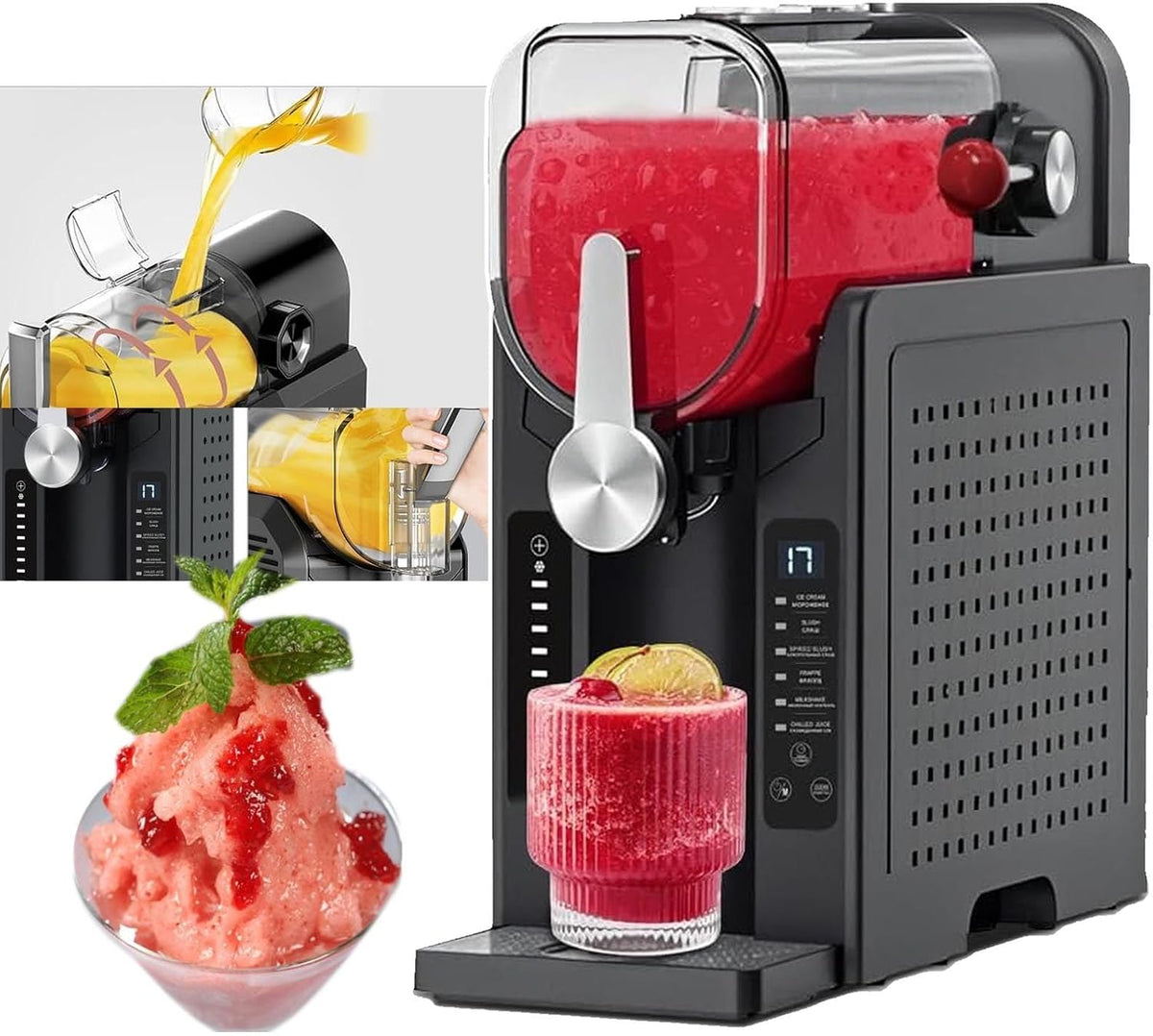 Eiswürfelmaschinen in-1, 1.6 L, 200 w, mit Selbstreinigung, Schwarz/Rot, menglanchang