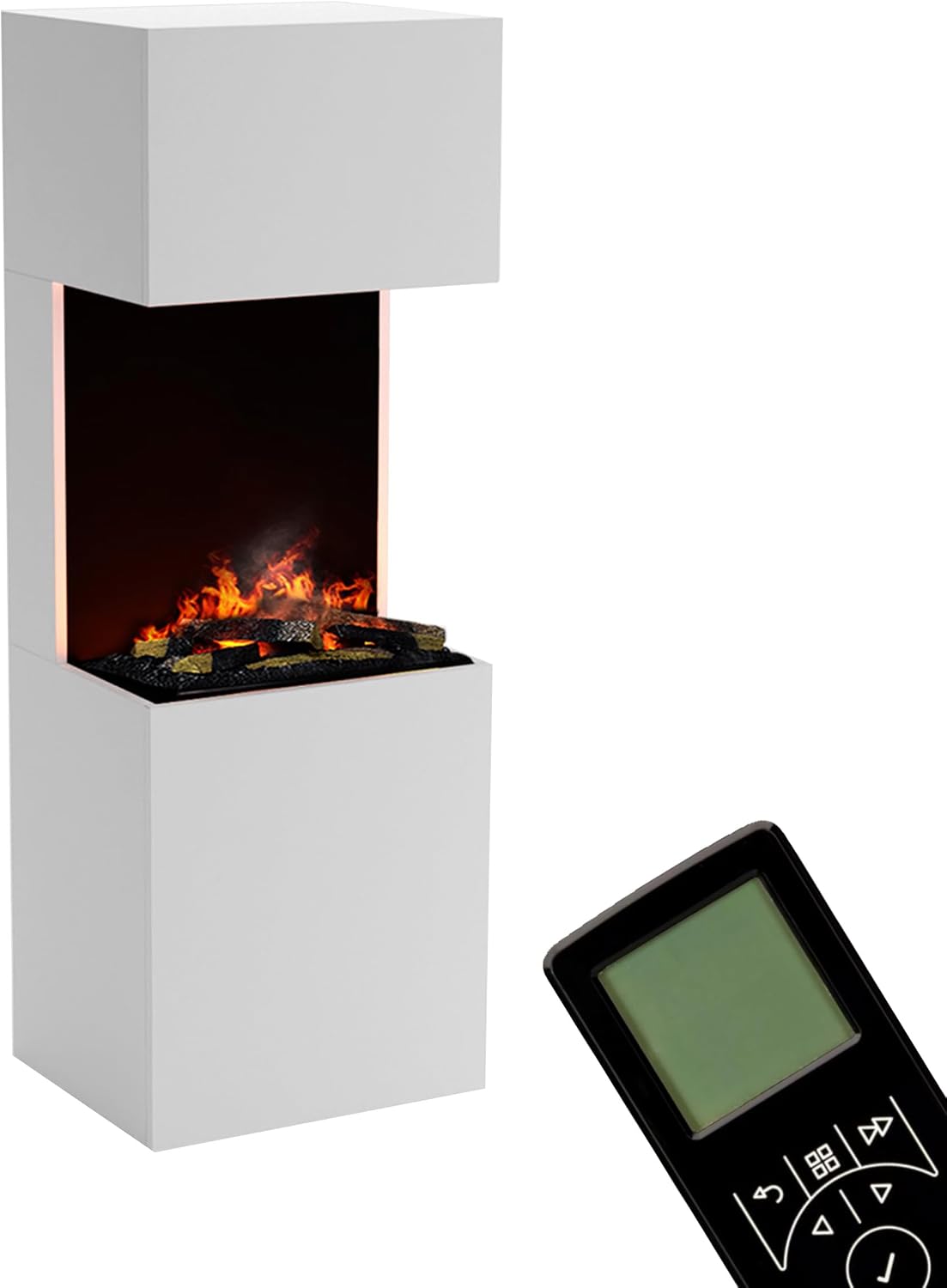 GLOW FIRE Backofen, 60 × 170 × 50 cm, mit LED, mit Fernbedienung, Weiß/Schwarz